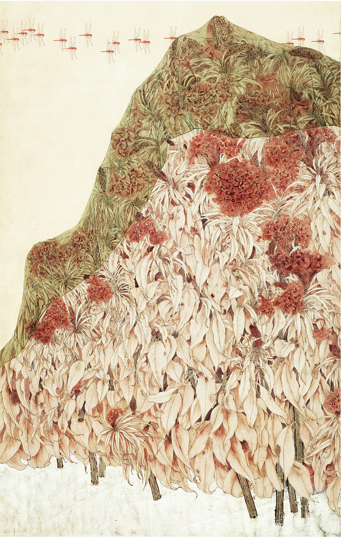洛阳丁丁（丁筱洁） 《迎风起舞洒天香》 180cm×96cm  纸本 工笔 2019
